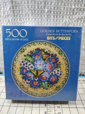 Unopened 2003 Bits and Pieces 500 Piece Jigsaw Puzzle Golden Butterflies